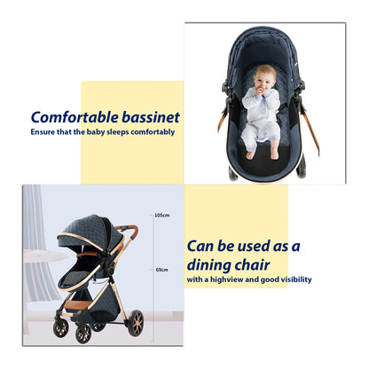 Multifunctional 3-in-1 Baby Stroller – Travel Pram with Isofix & Adjustable Design