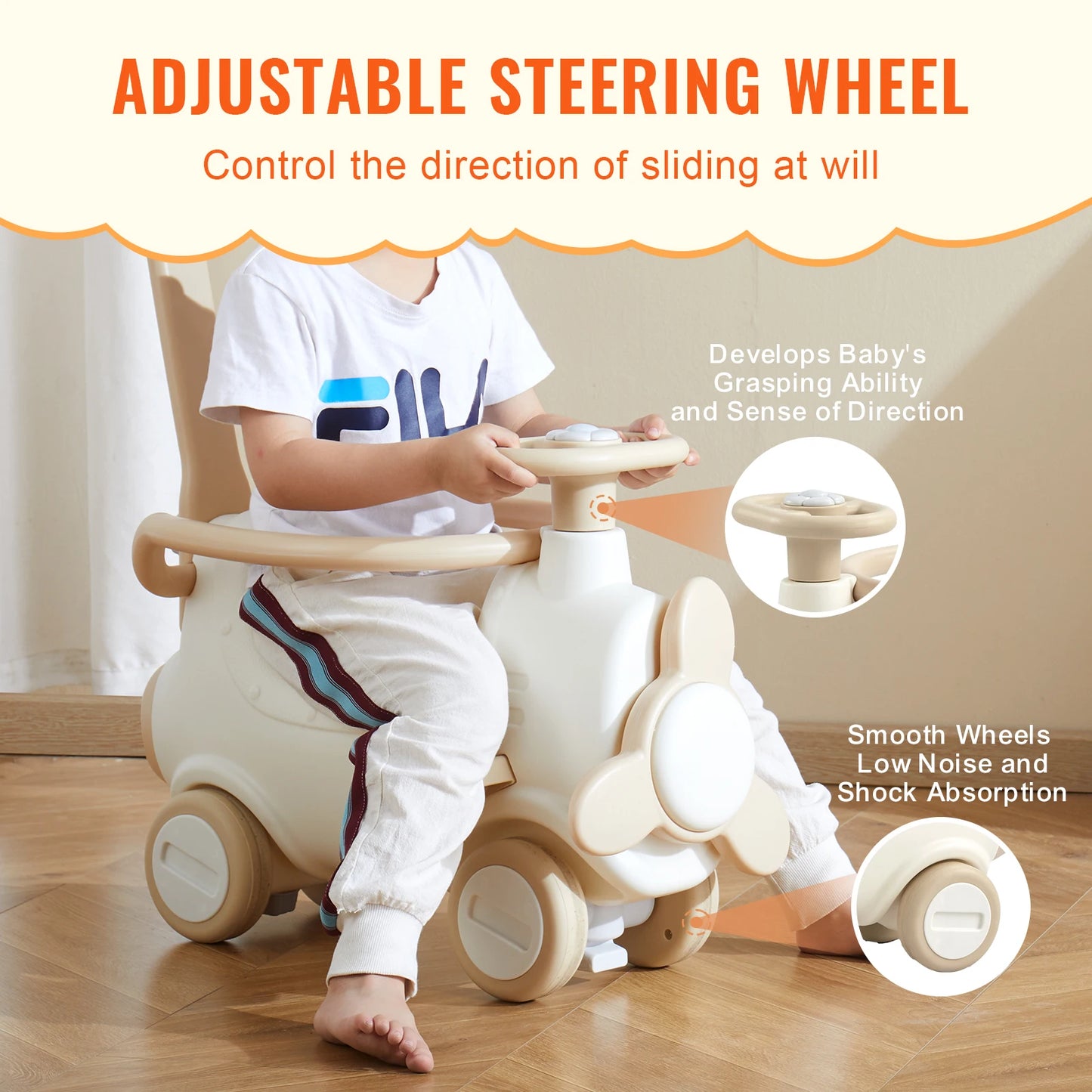 SucceBuy 5 in 1 HDPE Rocking Horse for Toddlers 1-3 Years, Baby Rocking Horse with Trampoline Detachable Balance Board