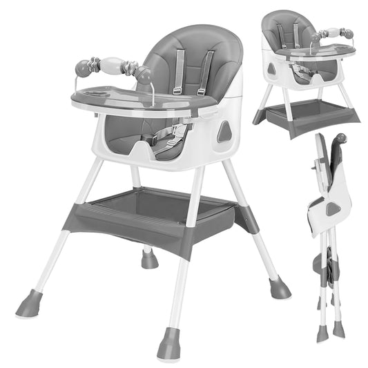 Baby High Chair Foldable – Feeding Seat with Toy Rack & Large Anti-Slip Pad