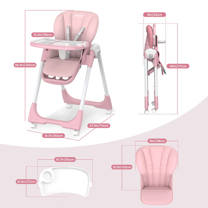 Convertible Baby High Chair – Folding Seat with Removable Tray