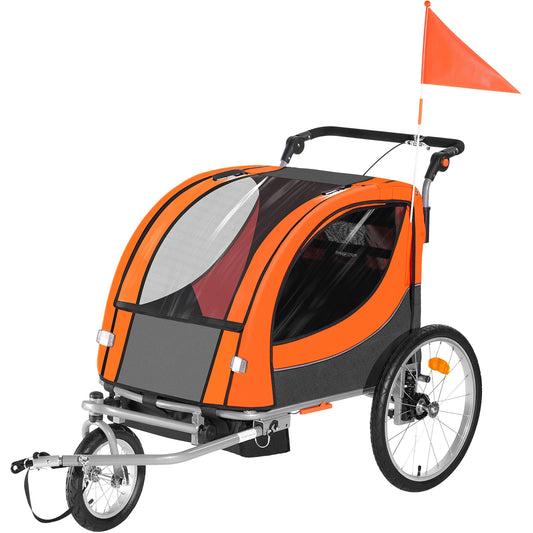 Kids Bike Trailer & Stroller – SucceBuy 2-Seater, Foldable, Heavy-Duty Design