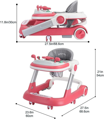 Toddler Push Walker – 2-in-1 Baby Walker with Removable Trays & Foldable Frame