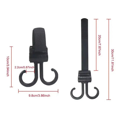 Baby Stroller Hooks – 360° Swivel, Heavy-Duty Adjustable Clips