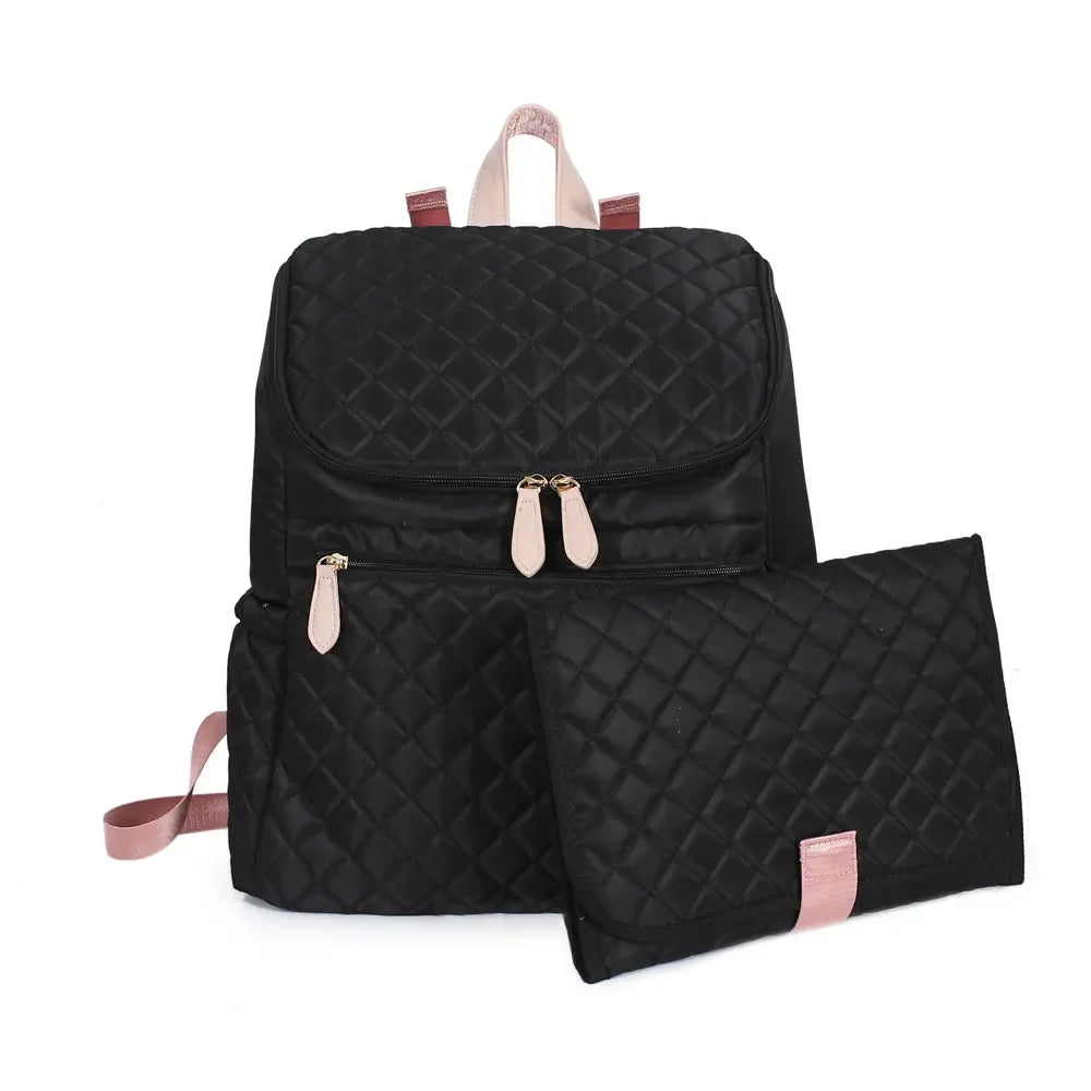 Fashion Diaper Bag Backpack – Large Capacity, Thermal Bottle Holder & Baby Essentials Organizer