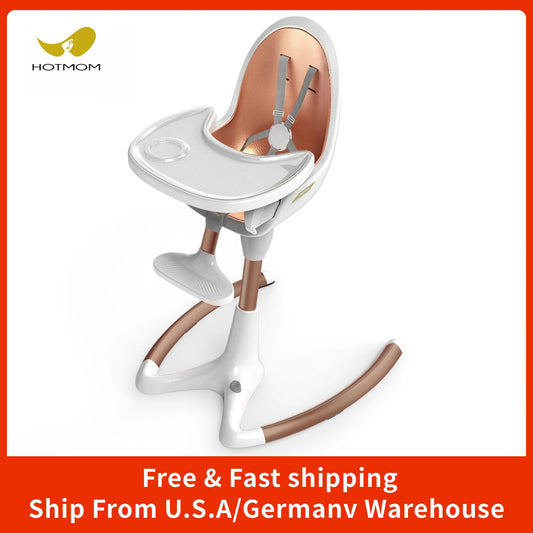 Baby High Chair by Hot Mom – PU Leather Cushion, Adjustable Seat & Removable Tray