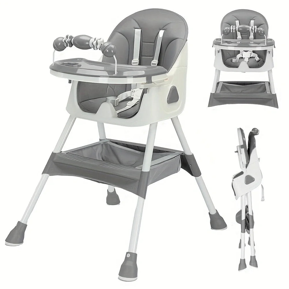 Baby High Chair Foldable – Feeding Seat with Toy Rack & Large Anti-Slip Pad