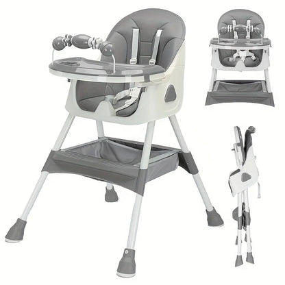 Baby High Chair Foldable – Feeding Seat with Toy Rack & Large Anti-Slip Pad