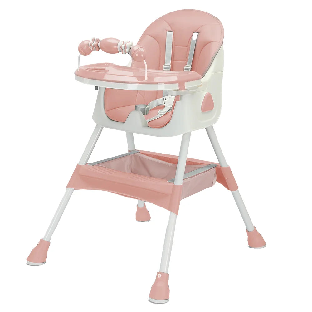 Baby High Chair Foldable – Feeding Seat with Toy Rack & Large Anti-Slip Pad