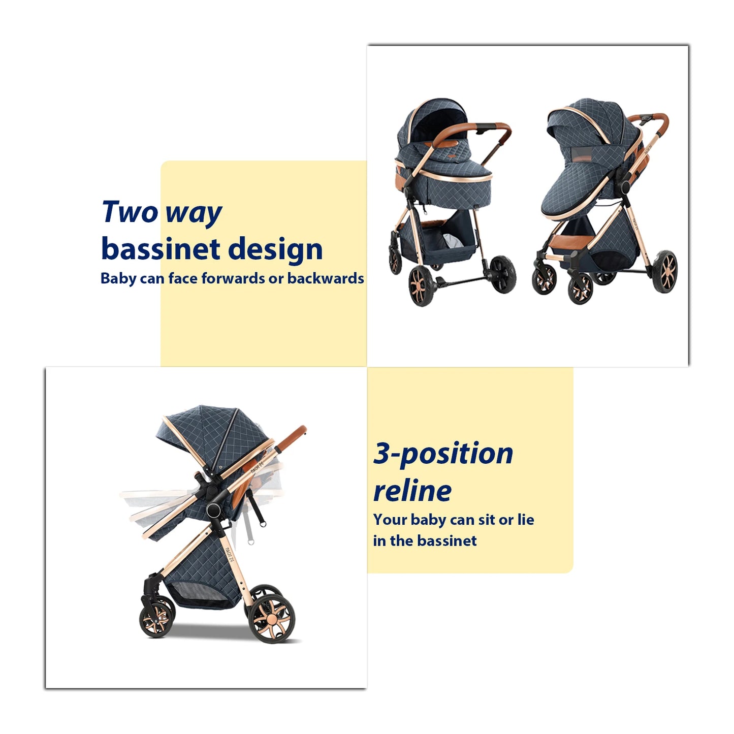 Multifunctional 3-in-1 Baby Stroller – Travel Pram with Isofix & Adjustable Design
