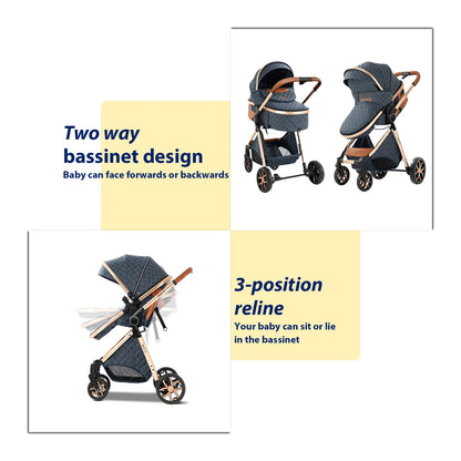 Multifunctional 3-in-1 Baby Stroller – Travel Pram with Isofix & Adjustable Design
