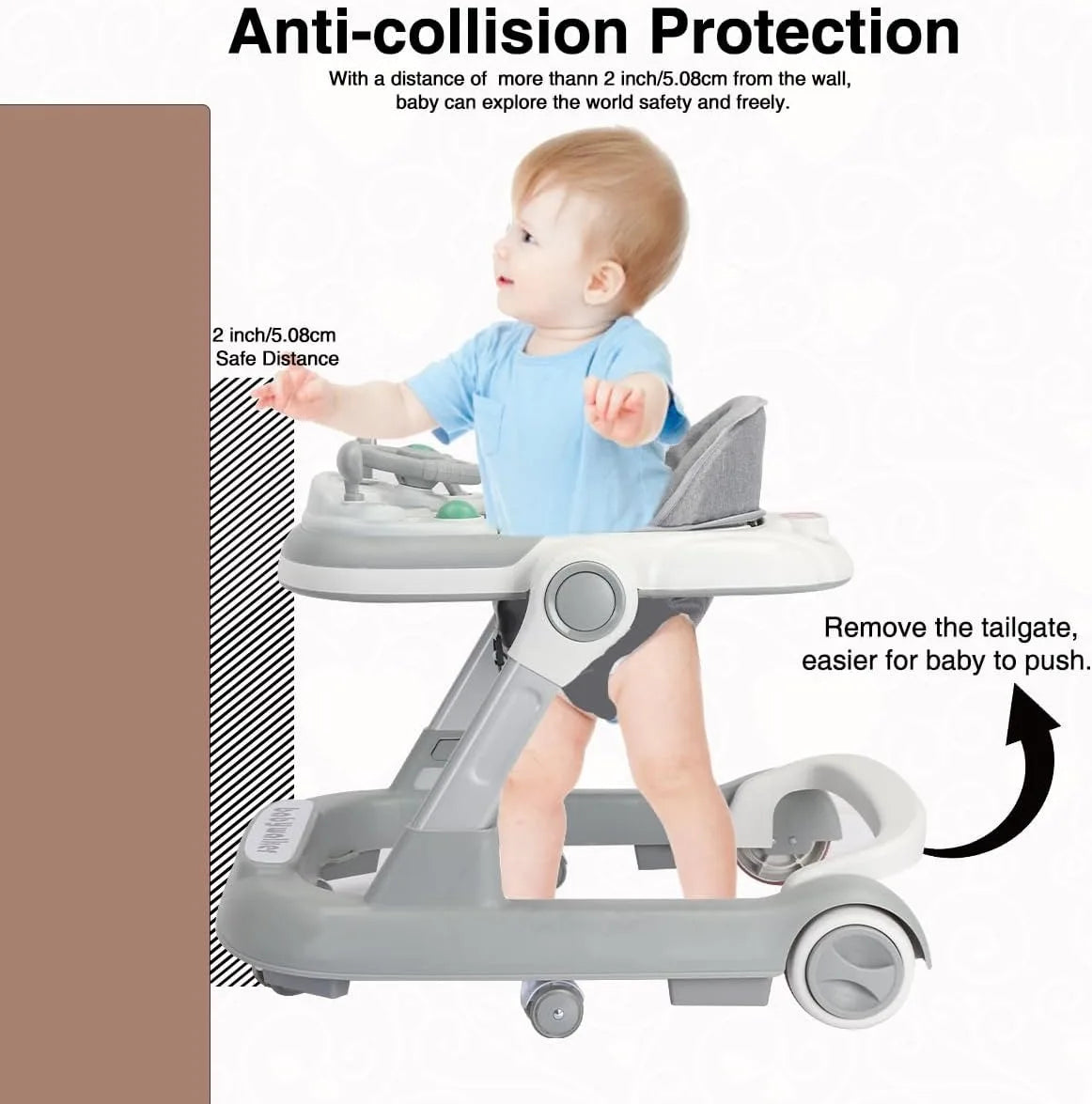 Toddler Push Walker – 2-in-1 Baby Walker with Removable Trays & Foldable Frame