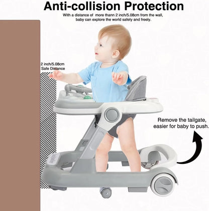 Toddler Push Walker – 2-in-1 Baby Walker with Removable Trays & Foldable Frame
