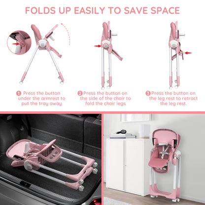 Convertible Baby High Chair – Folding Seat with Removable Tray